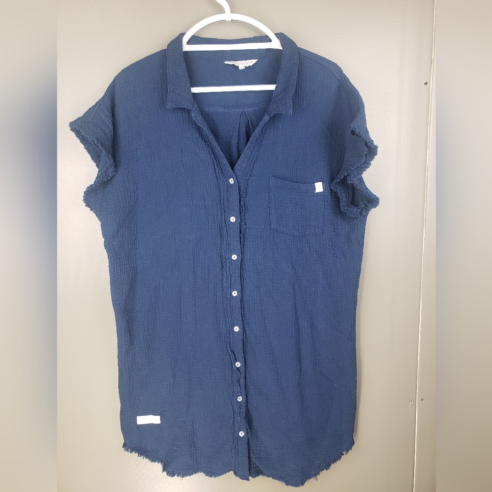 Simply Southern Womens Button Dress Navy Size Small/Medium Short Sleeve Cotton